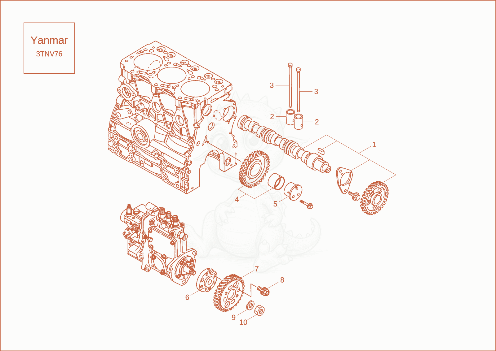 Exploded parts diagram of the CAMSHAFT of a Wacker Neuson 1404, with numbered balloons