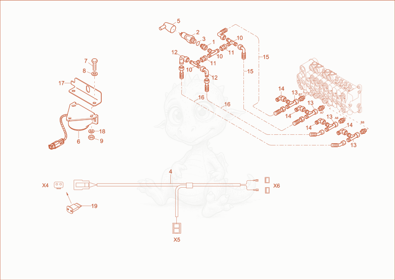 Exploded parts diagram of the driving signal (Option) of a Wacker Neuson ET16, with numbered balloons