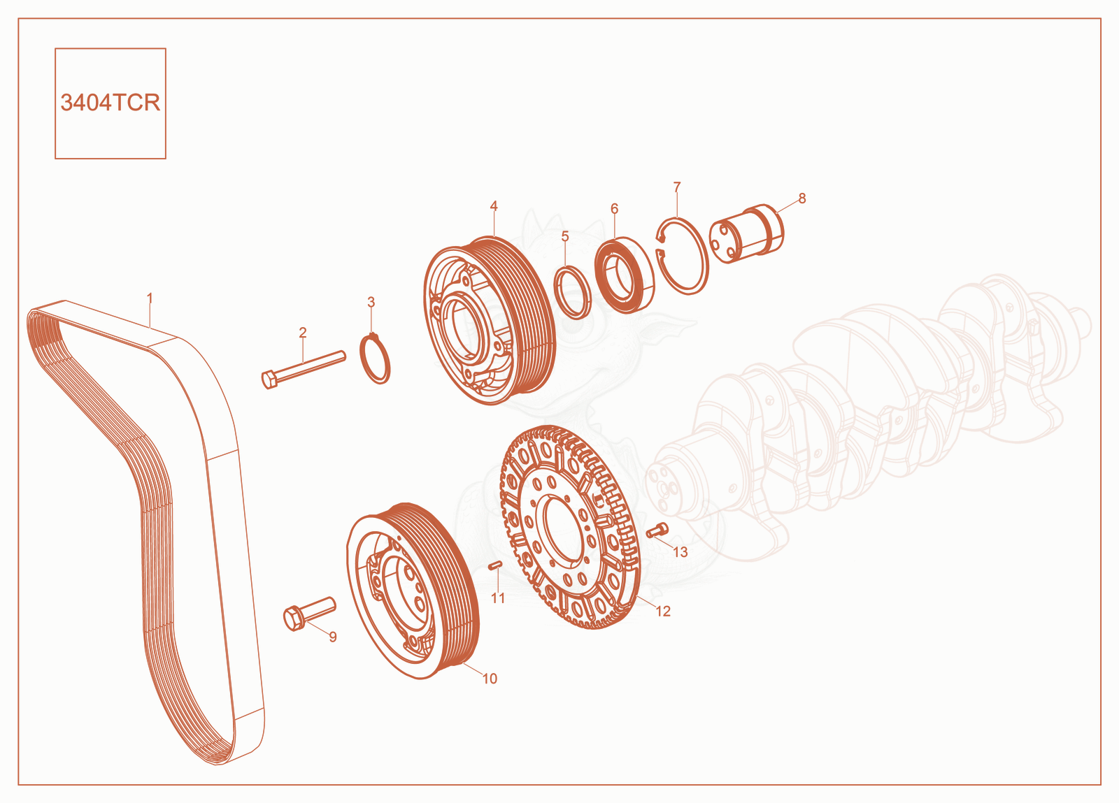 Exploded parts diagram of the Belt of a Wacker Neuson ST50, with numbered balloons