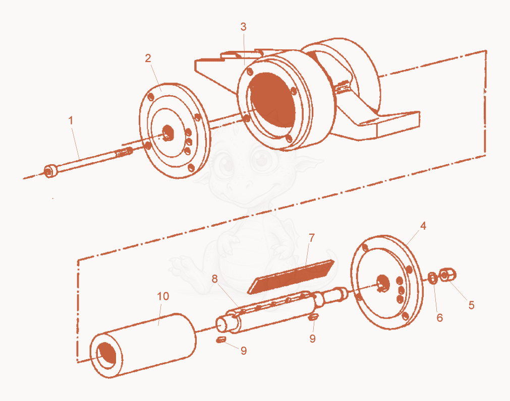 Exploded parts diagram of the External Vibrator cpl. of a Wacker Neuson PAR10/2, with numbered balloons