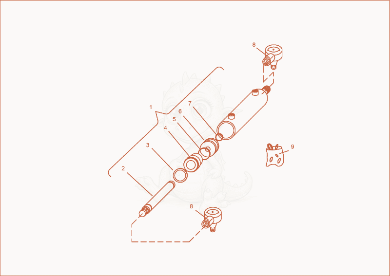 Exploded parts diagram of the steering cylinder of a Wacker Neuson 3500/6002, with numbered balloons