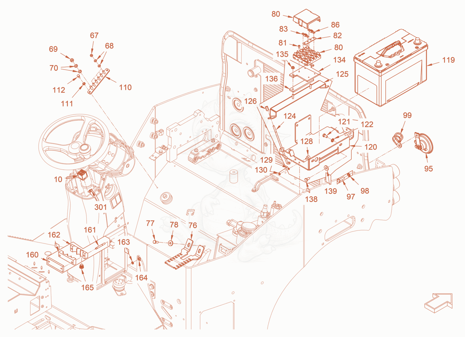 Exploded parts diagram of the electrical system of a Wacker Neuson RD24-100CDPF, with numbered balloons