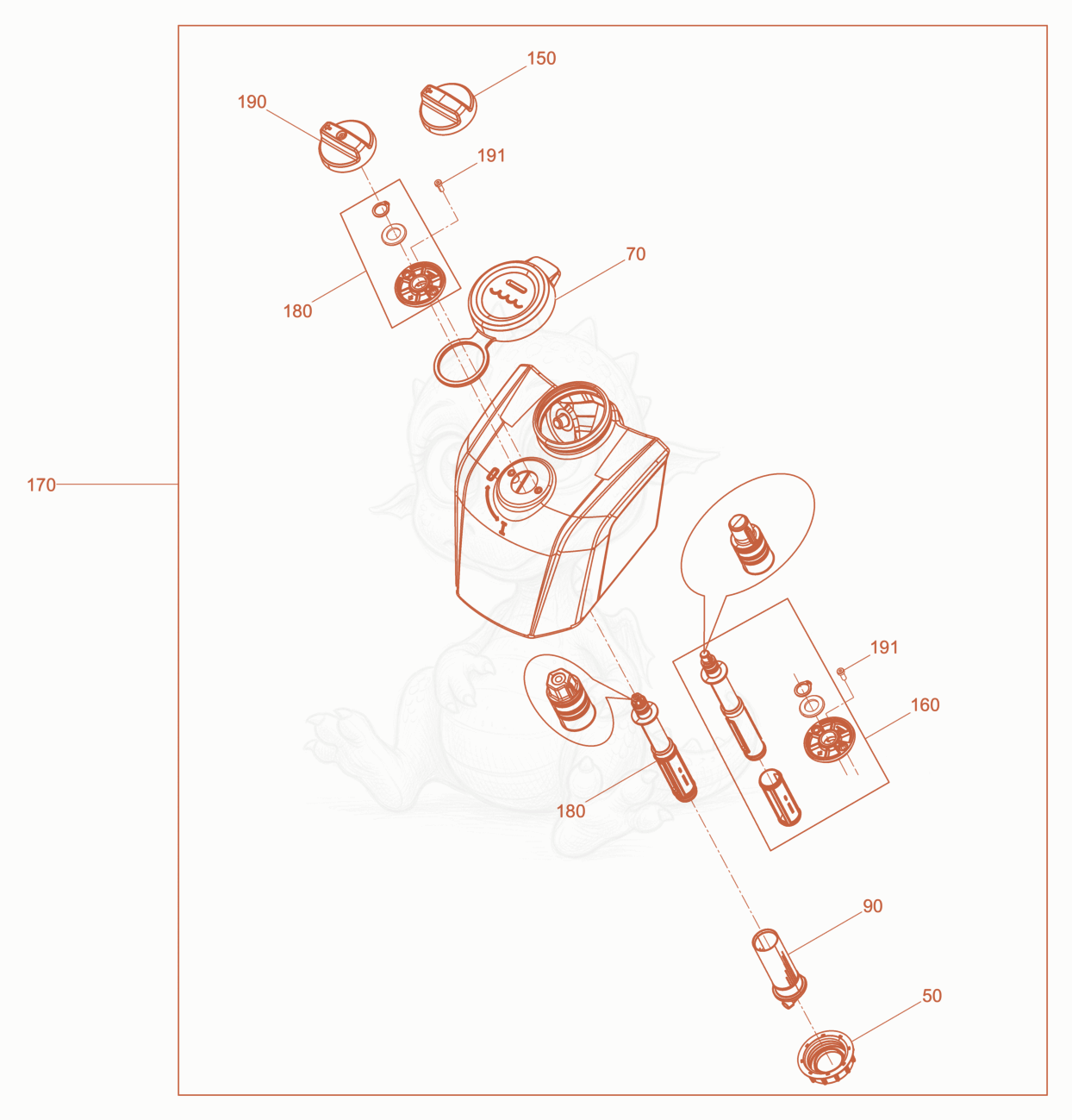 Exploded parts diagram of the Water System of a Wacker Neuson BPS1135AWUS, with numbered balloons