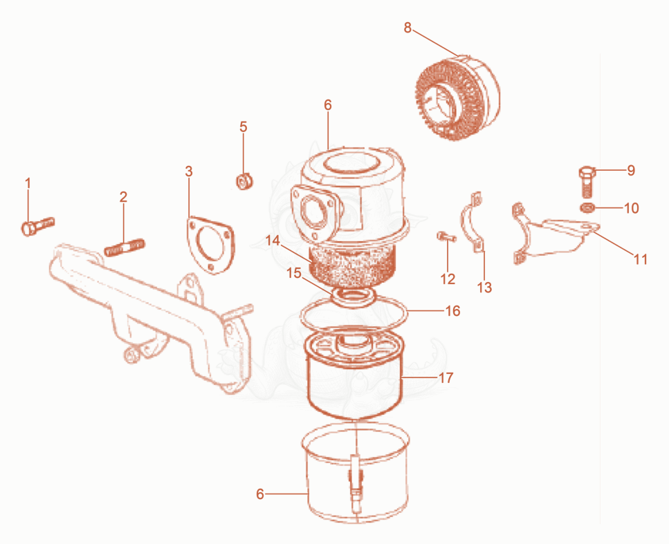 Exploded parts diagram of the Air Cleaner of a Wacker Neuson DPU100-70LES, with numbered balloons
