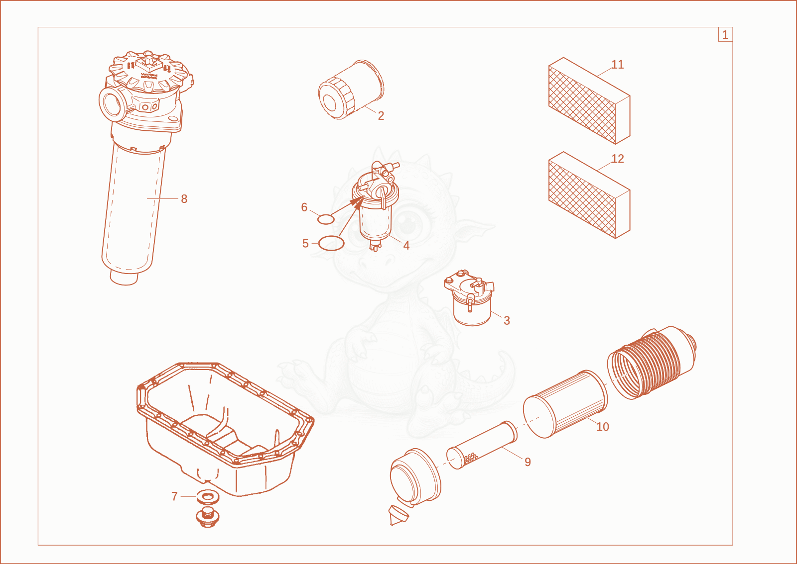 Exploded parts diagram of the service kit of a Wacker Neuson 38Z3, with numbered balloons
