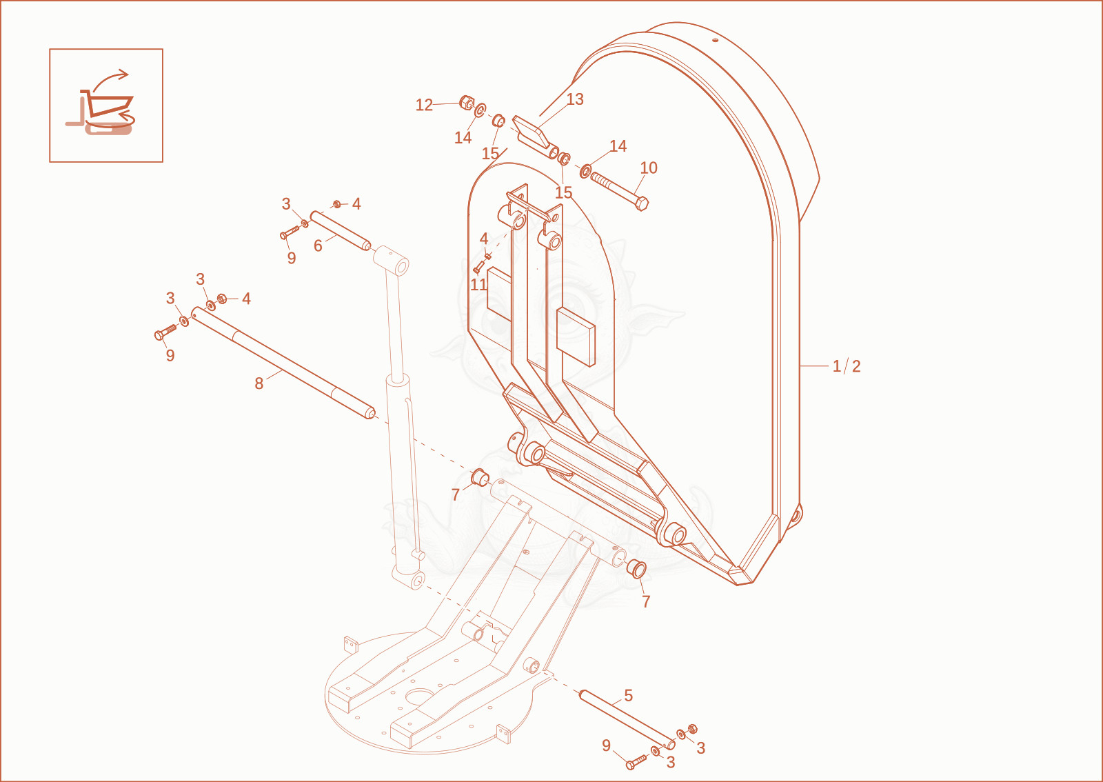 Exploded parts diagram of the skip (option) of a Wacker Neuson DT12, with numbered balloons