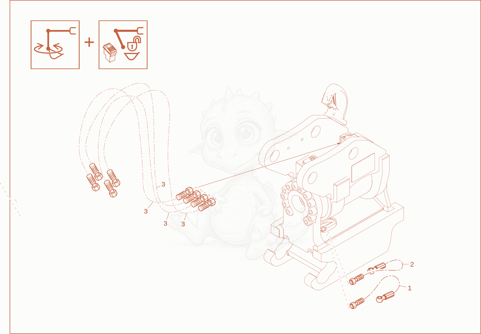 Exploded parts diagram of the Powertilt Installation Easy Lock (Option of a Wacker Neuson ET42, with numbered balloons