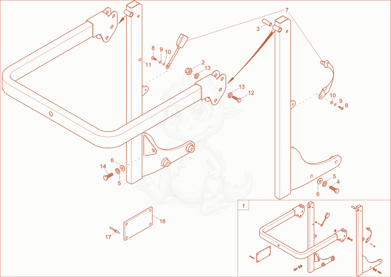 Exploded parts diagram of the TOPS hinged (Option) of a Wacker Neuson 803, with numbered balloons