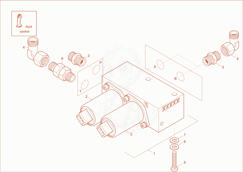 Exploded parts diagram of the PROPORTIONAL VALVE (OPTION) of a Wacker Neuson EZ38, with numbered balloons