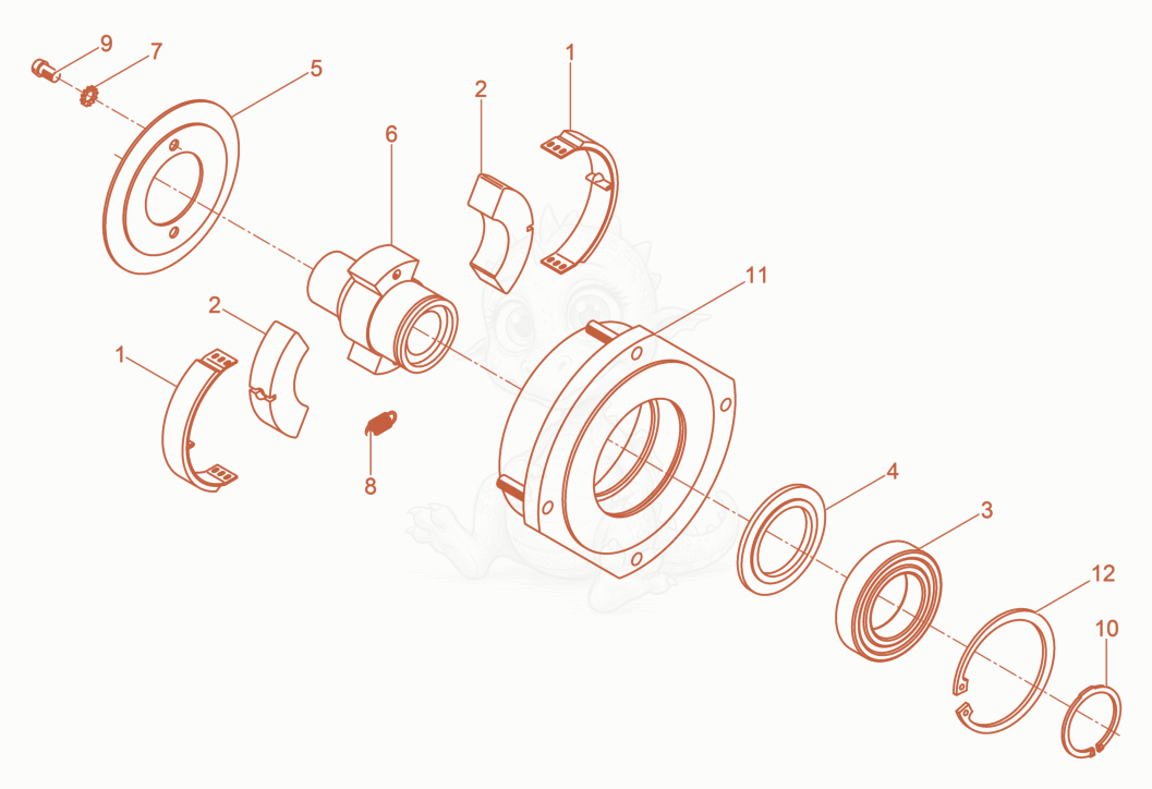 Exploded parts diagram of the Centrifugal Clutch cpl. of a Wacker Neuson BPU4045A, with numbered balloons