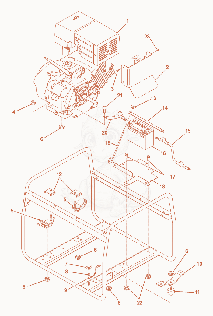 Exploded parts diagram of the Engine of a Wacker Neuson GS4.6AI, with numbered balloons