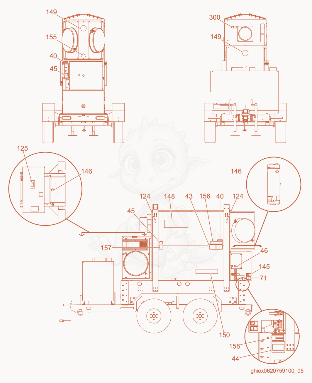 Despiece del Labels de una máquina Wacker Neuson CUB700GM, con globos numerados
