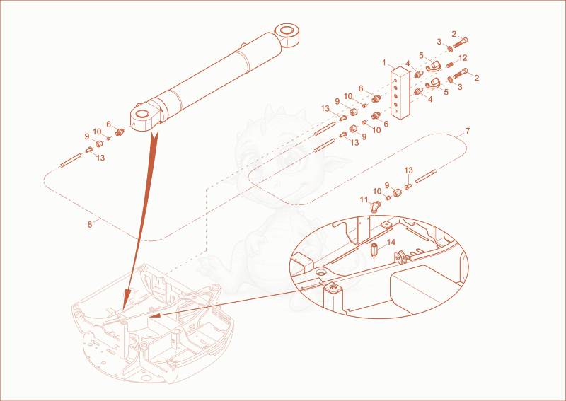 Exploded parts diagram of the lubrication of a Wacker Neuson EZ53, with numbered balloons