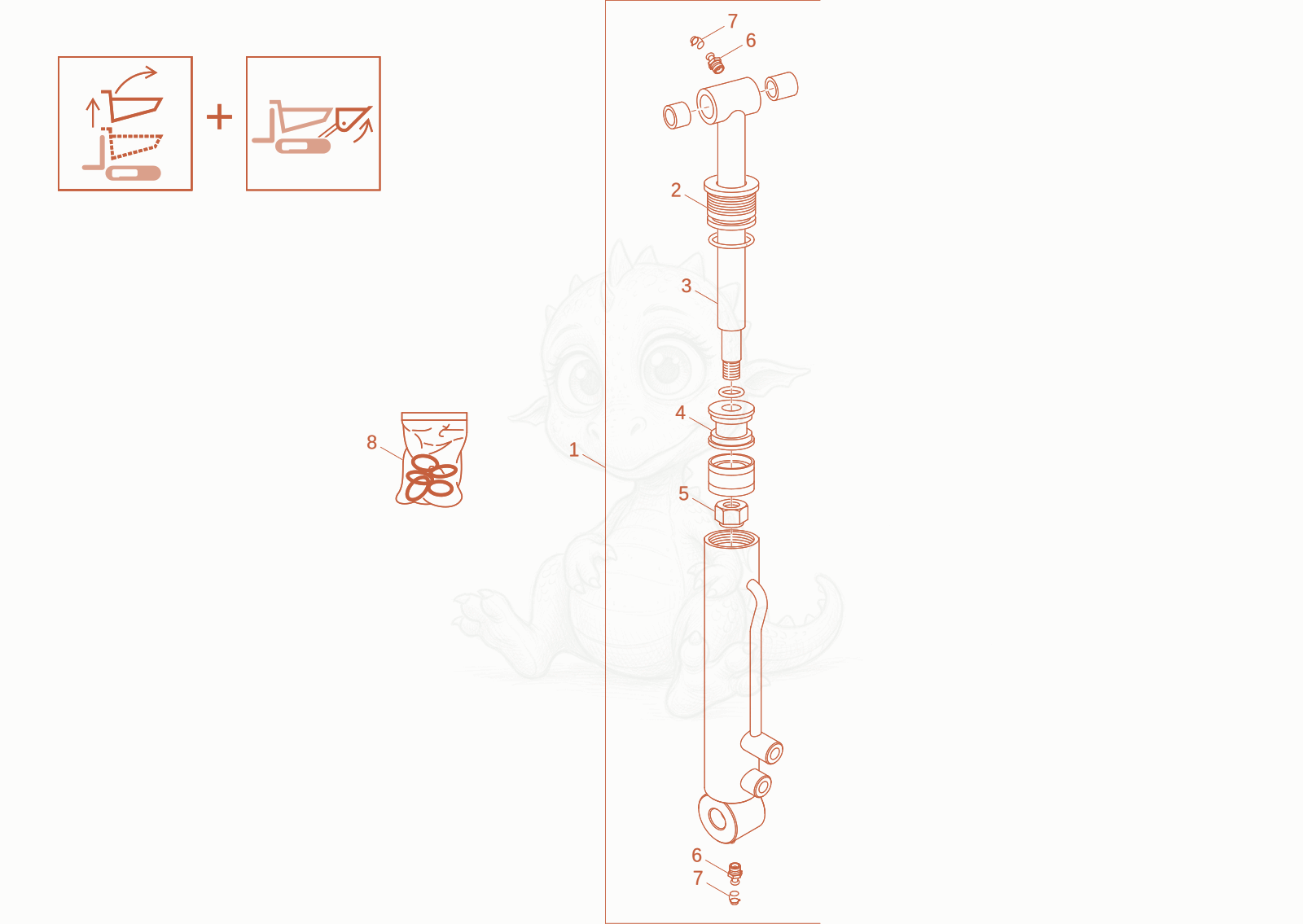 Exploded parts diagram of the CYLINDER (Option) of a Wacker Neuson DT12P, with numbered balloons