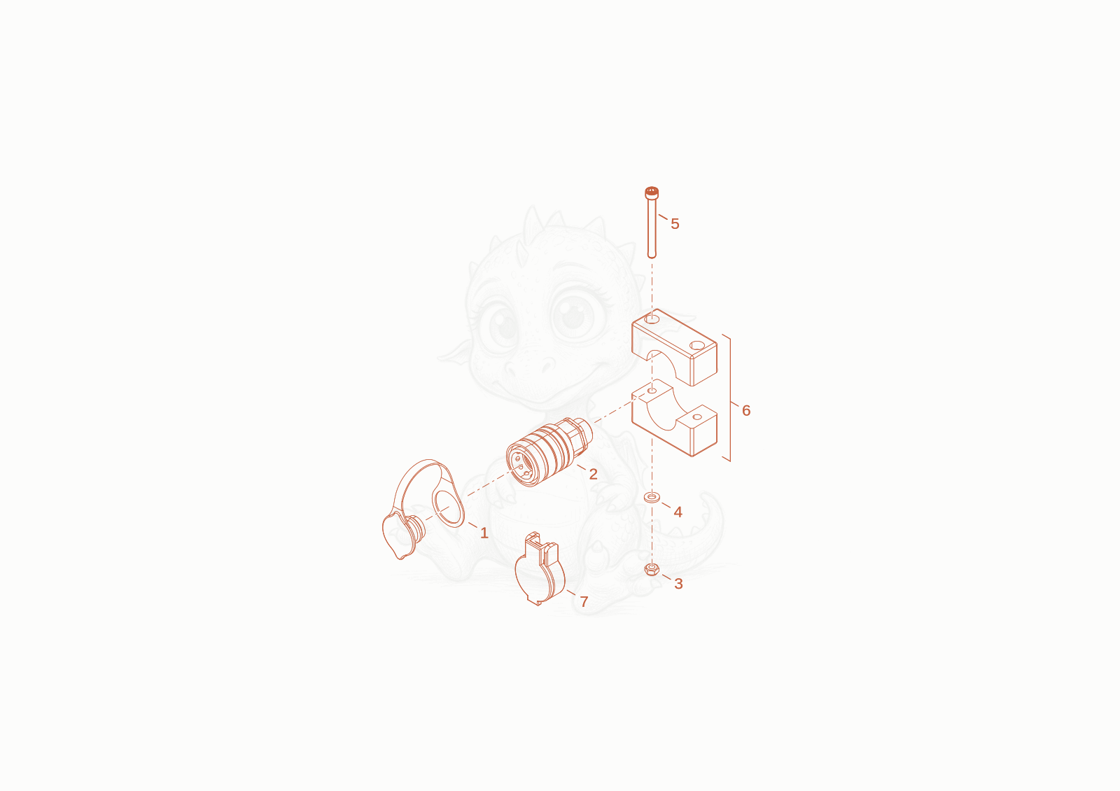 Exploded parts diagram of the plug coupling of a Wacker Neuson WL25, with numbered balloons