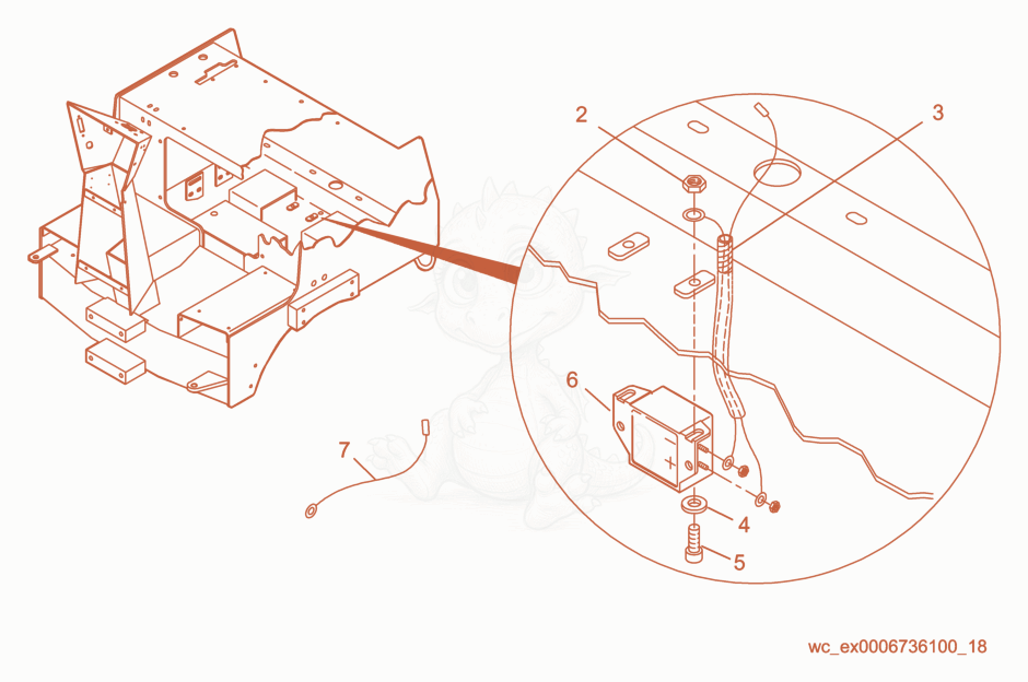 Exploded parts diagram of the Backup Alarm Kit of a Wacker Neuson RD880V, with numbered balloons