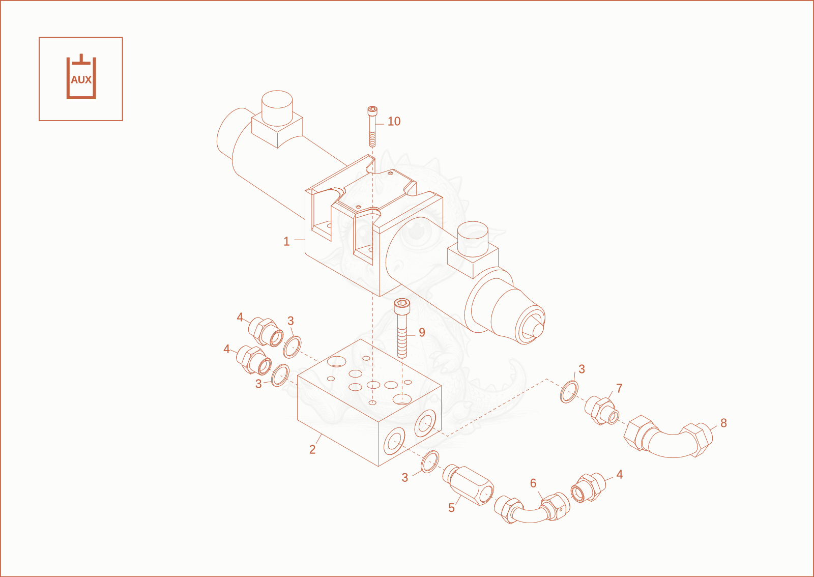 Exploded parts diagram of the PILOT OPPERATED CHECK VALVES (OPTION) of a Wacker Neuson DT25, with numbered balloons