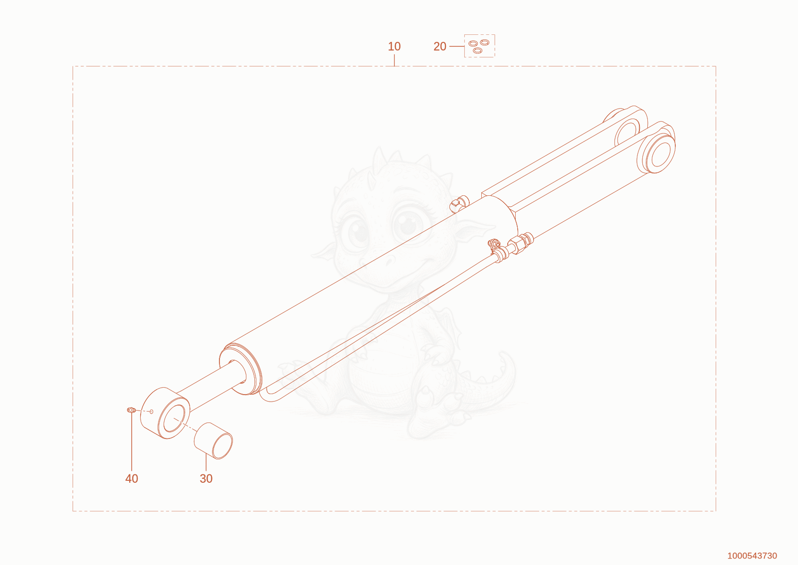 Exploded parts diagram of the tilt ram of a Wacker Neuson WL300E(A15-01), with numbered balloons