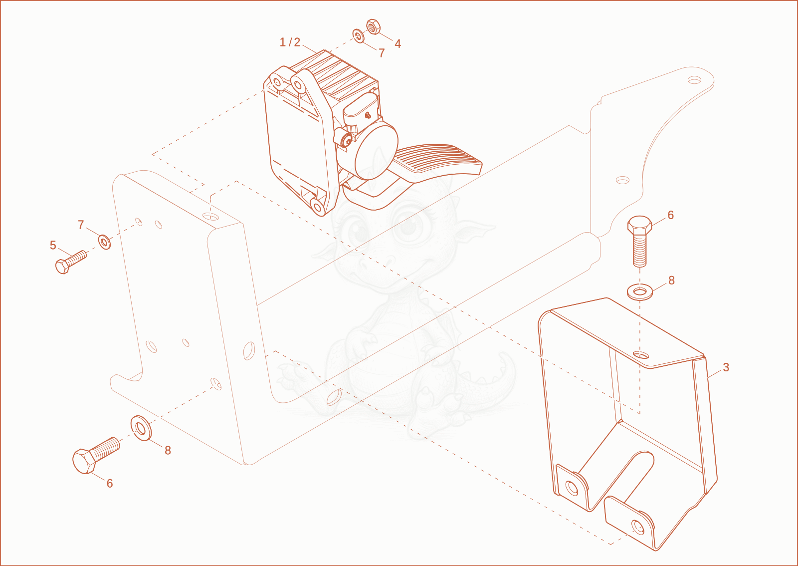 Exploded parts diagram of the accelerator pedal of a Wacker Neuson DV60, with numbered balloons