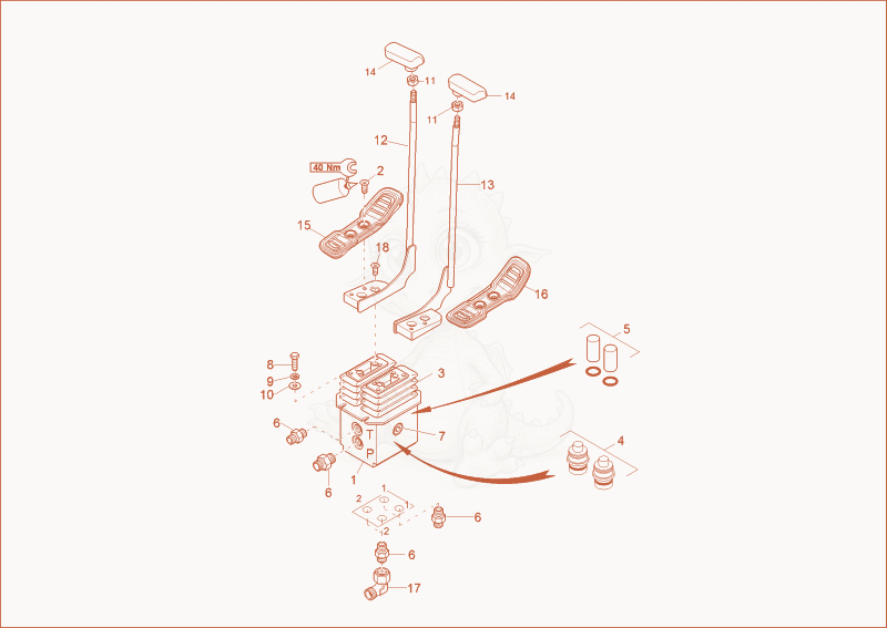 Exploded parts diagram of the driving valve of a Wacker Neuson EZ28, with numbered balloons