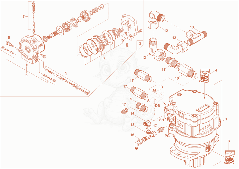 Exploded parts diagram of the TURNTABLE DRIVE UNIT (Option) of a Wacker Neuson EZ38, with numbered balloons
