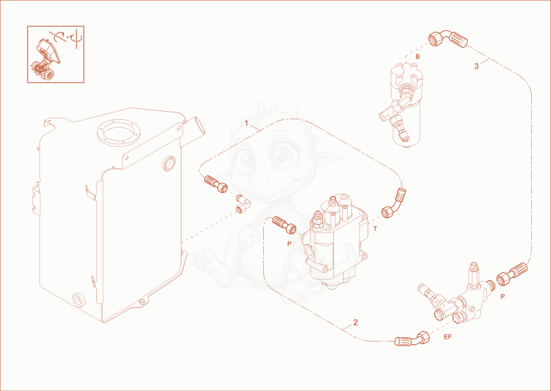 Exploded parts diagram of the control valve installation option of a Wacker Neuson DV60, with numbered balloons