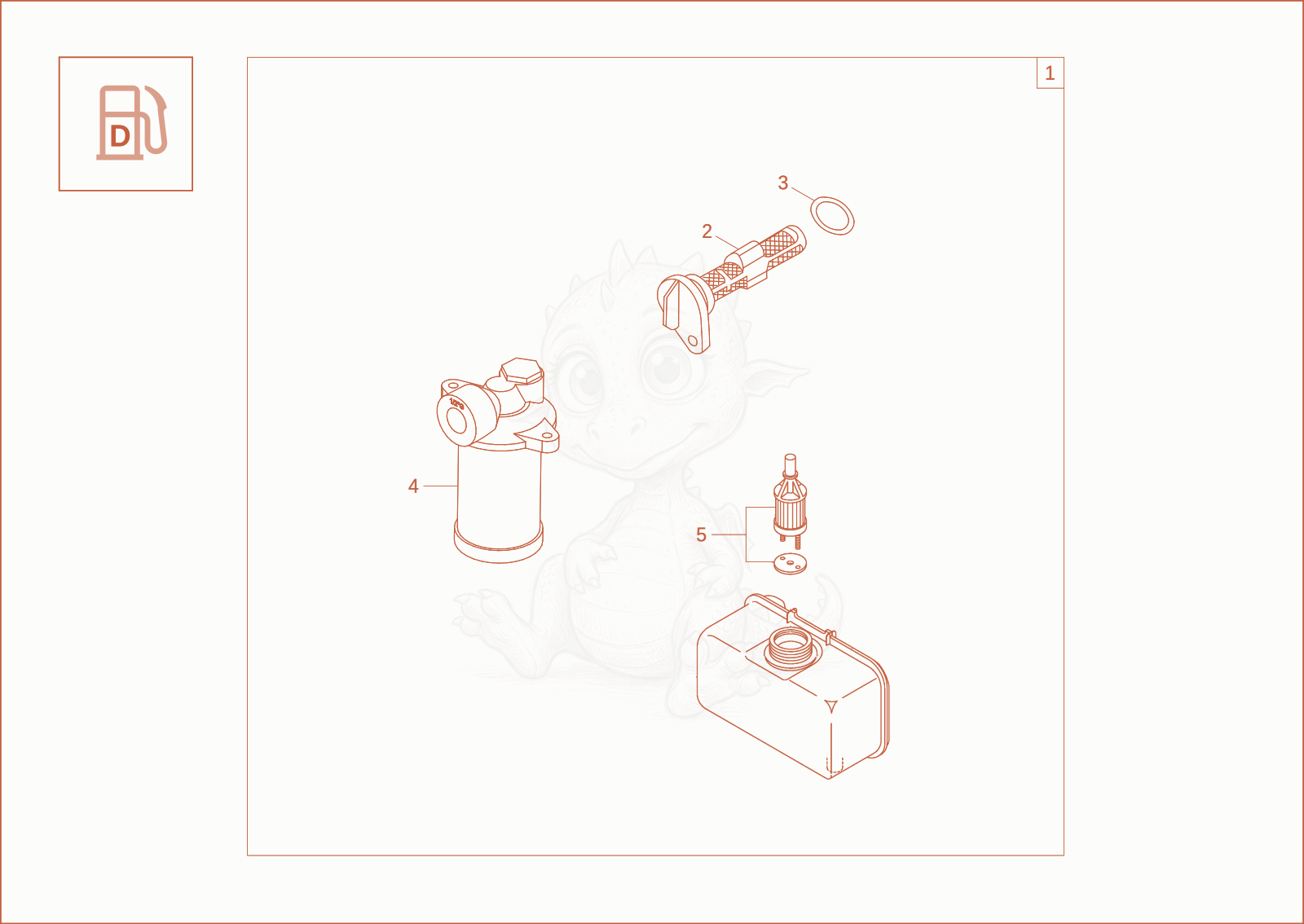 Exploded parts diagram of the maintenance package (50h) of a Wacker Neuson DT05, with numbered balloons