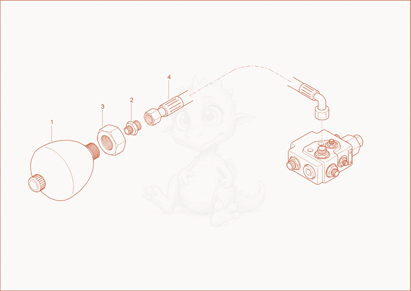 Exploded parts diagram of the accumulator of a Wacker Neuson 3802WD, with numbered balloons