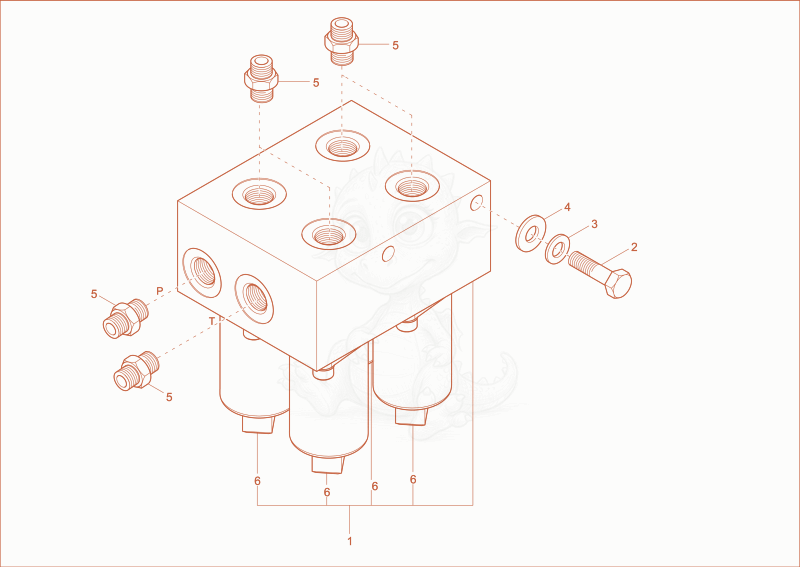 Exploded parts diagram of the proportional valve of a Wacker Neuson EZ80, with numbered balloons