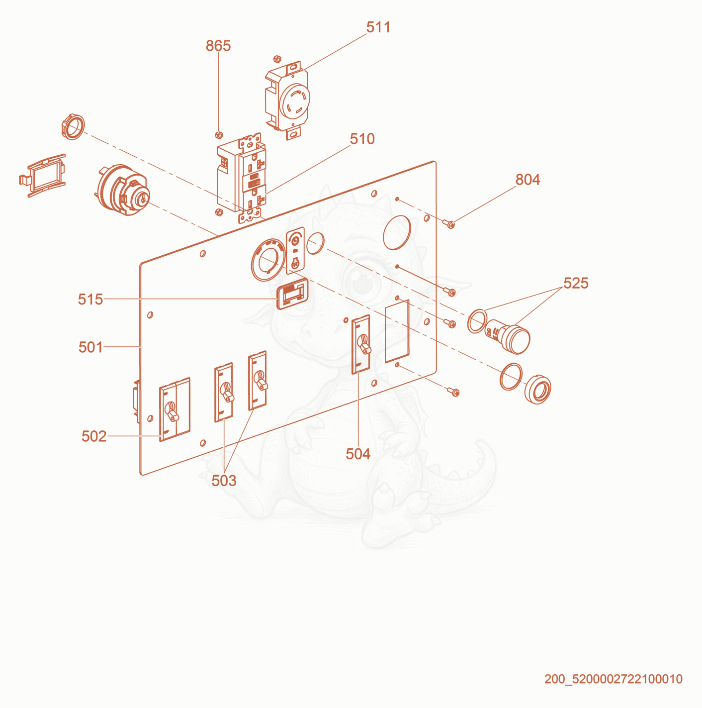 Exploded parts diagram of the Control Panel of a Wacker Neuson LTN6K-V, with numbered balloons