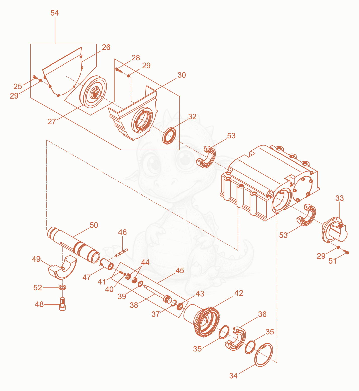 Exploded parts diagram of the Exciter cpl. of a Wacker Neuson DPU4045Y, with numbered balloons