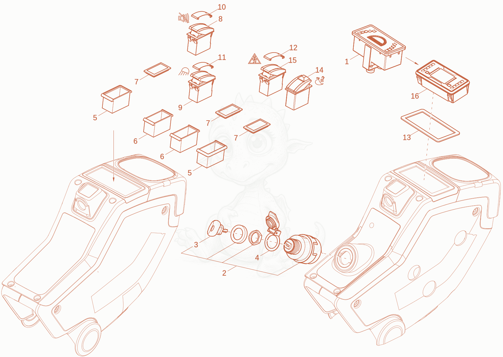 Exploded parts diagram of the DASHBORD of a Wacker Neuson EZ17-2, with numbered balloons