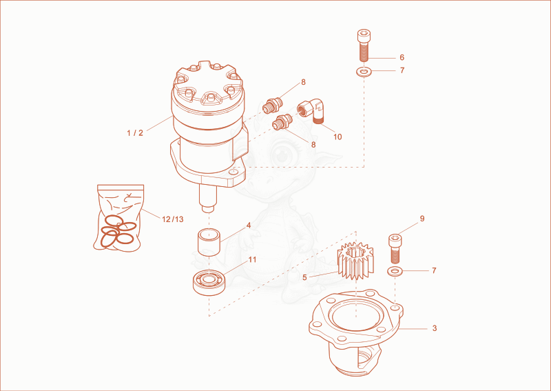 Exploded parts diagram of the swivel drive of a Wacker Neuson 803, with numbered balloons