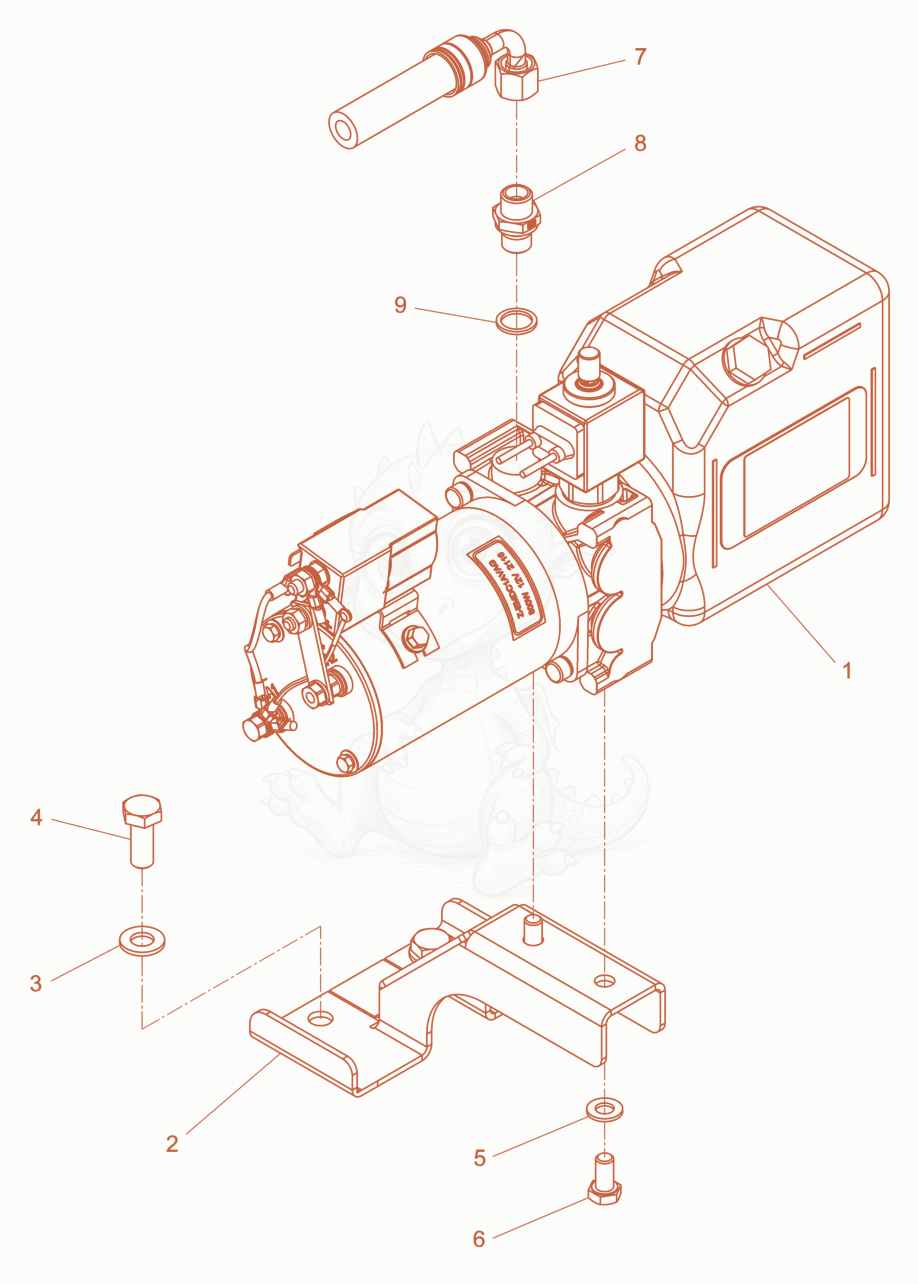 Exploded parts diagram of the hydraulic of a Wacker Neuson LTN5YP, with numbered balloons