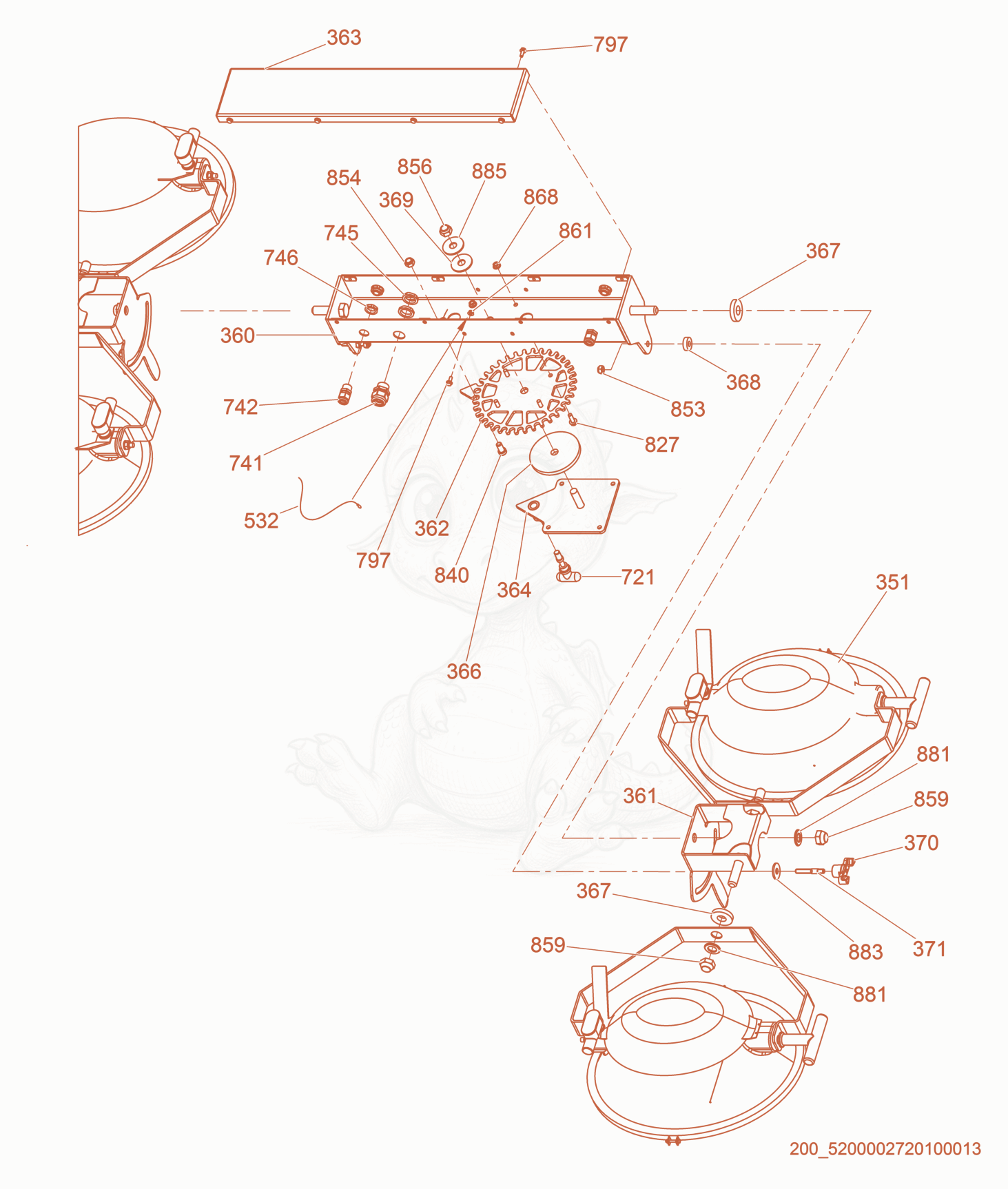 Exploded parts diagram of the Manual Rotator of a Wacker Neuson LTN6L-VS, with numbered balloons