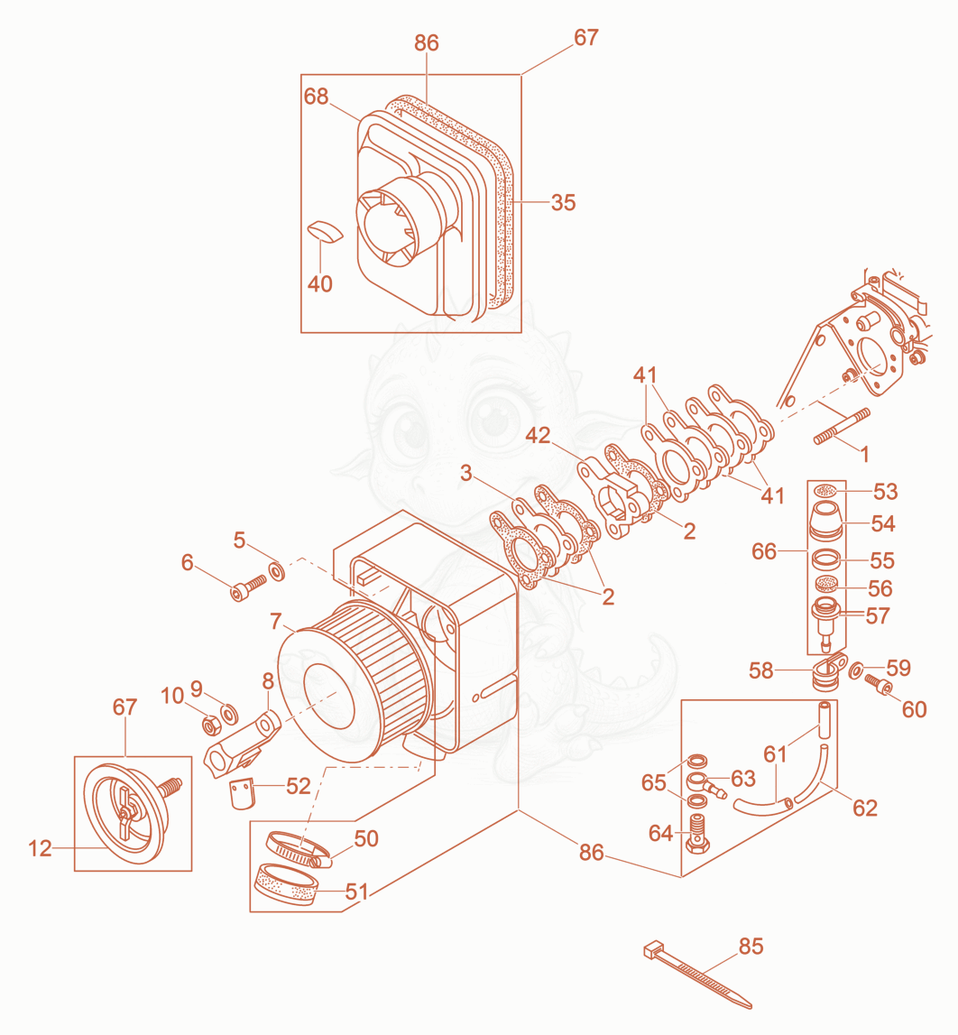 Exploded parts diagram of the Air Cleaner of a Wacker Neuson DPU4545H, with numbered balloons