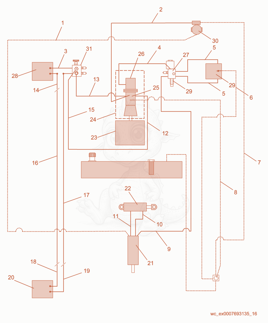 Exploded parts diagram of the Hydraulic Schematic of a Wacker Neuson RD11A, with numbered balloons