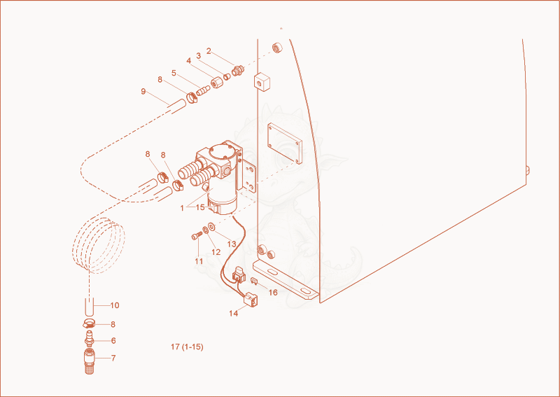 Exploded parts diagram of the DIESEL TANK FILLING PUMP (OPTION) of a Wacker Neuson 8002RD, with numbered balloons