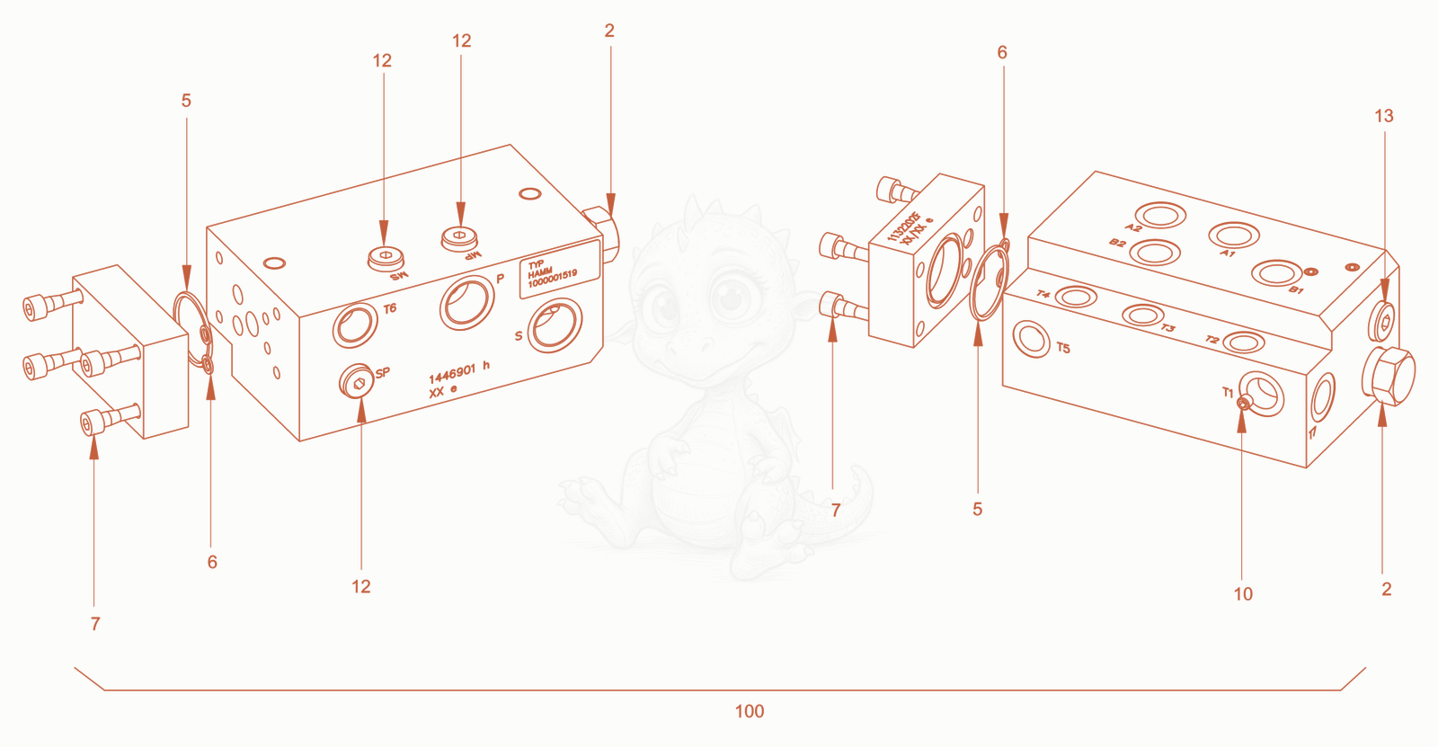 Exploded parts diagram of the collective block of a Wacker Neuson RD24-100C.3, with numbered balloons