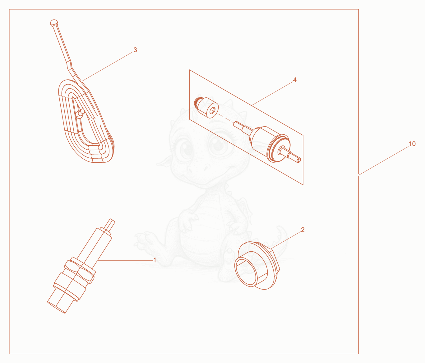 Exploded parts diagram of the Maintenance kit of a Wacker Neuson KMAT, with numbered balloons