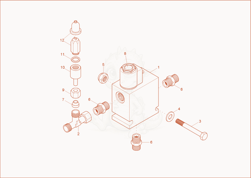 Exploded parts diagram of the brake valve of a Wacker Neuson 1001, with numbered balloons