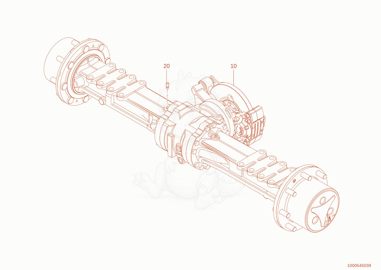 Exploded parts diagram of the front axle of a Wacker Neuson WL1150(A06-01), with numbered balloons