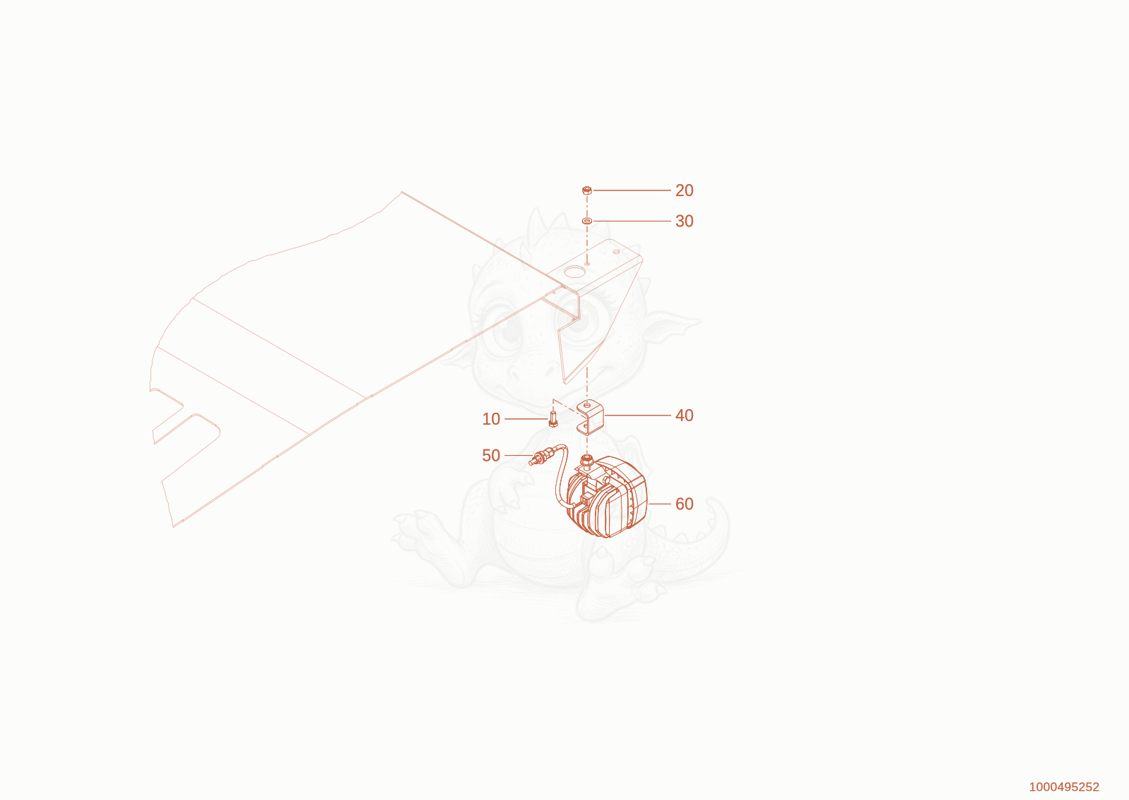 Exploded parts diagram of the backup light of a Wacker Neuson WL20E(A09-01), with numbered balloons