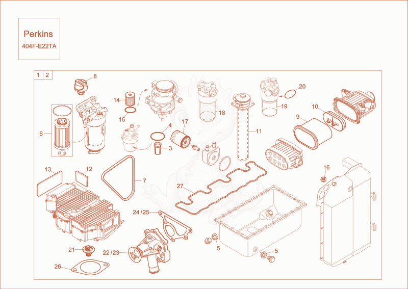 Exploded parts diagram of the maintenance package (3000h) SP of a Wacker Neuson EW65, with numbered balloons