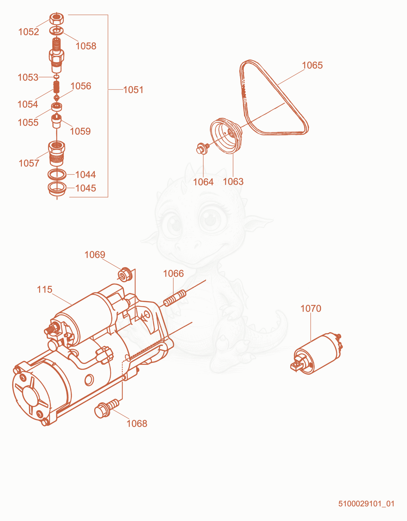 Exploded parts diagram of the Engine Components (8) of a Wacker Neuson HIF690, with numbered balloons