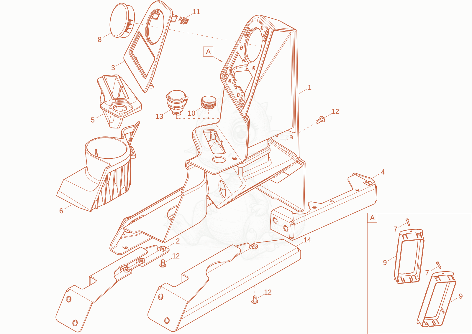Exploded parts diagram of the COVERING of a Wacker Neuson ET20-2, with numbered balloons