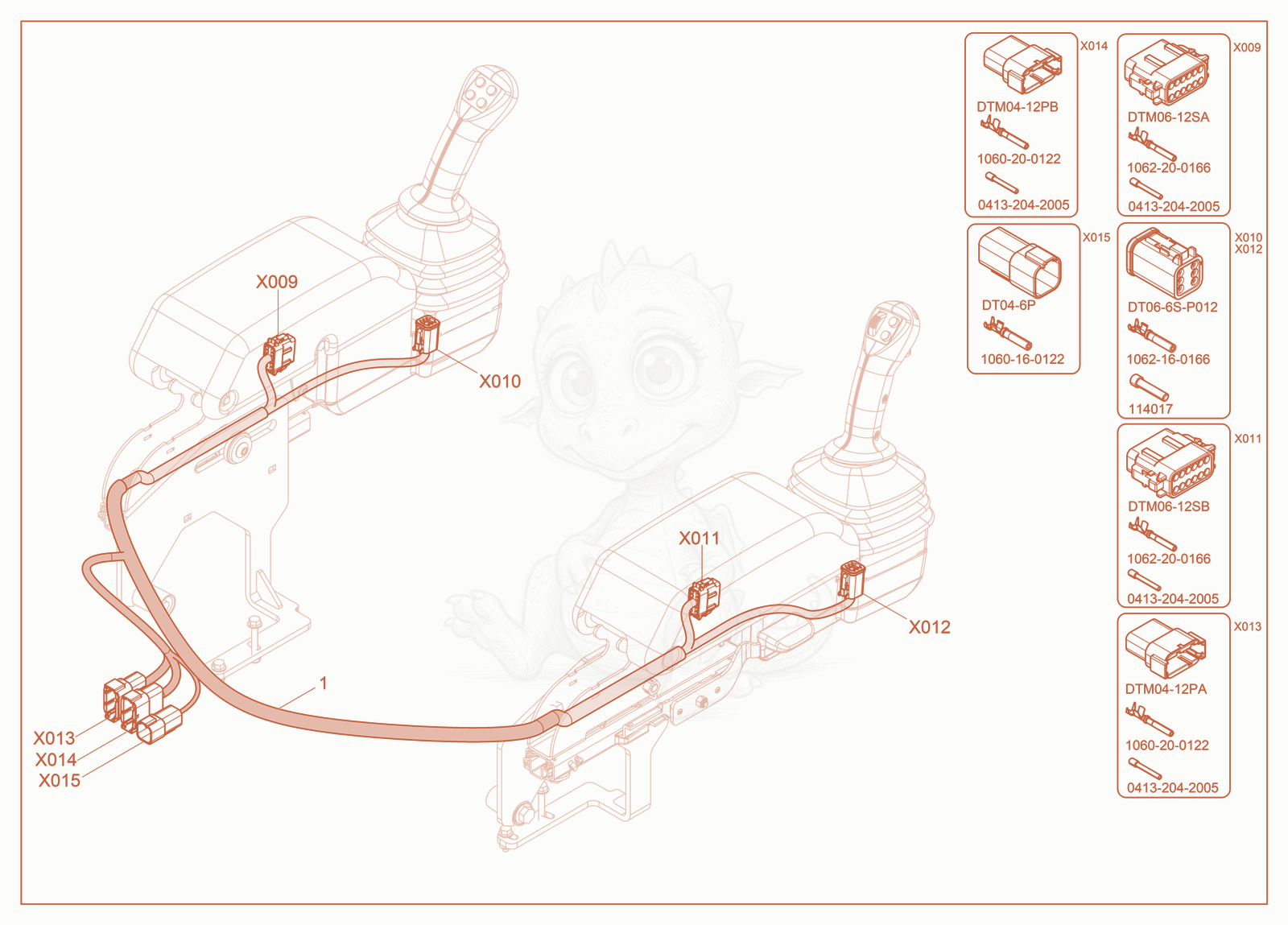 Exploded parts diagram of the Wiring Harness EH Controls of a Wacker Neuson ST27, with numbered balloons