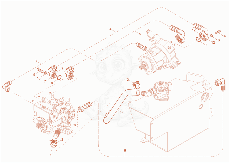 Exploded parts diagram of the TRAVELLING GEAR INSTALLATION of a Wacker Neuson DW40, with numbered balloons