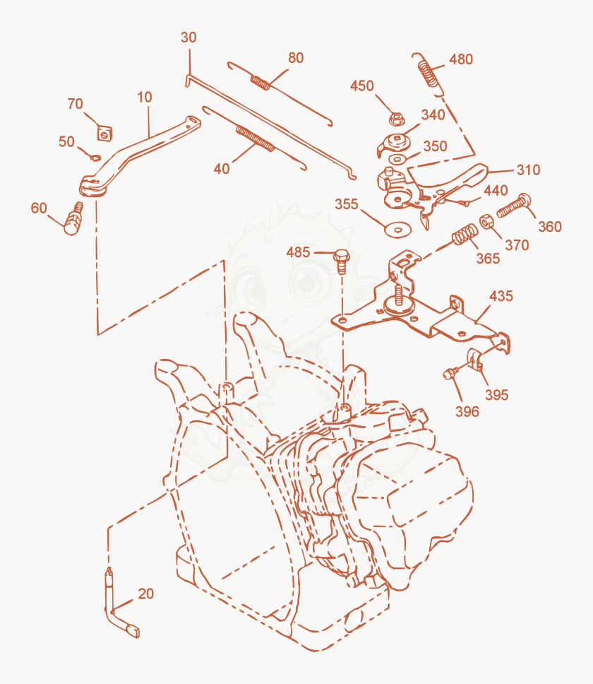 Exploded parts diagram of the Governor Lever of a Wacker Neuson VP1340W-LL, with numbered balloons