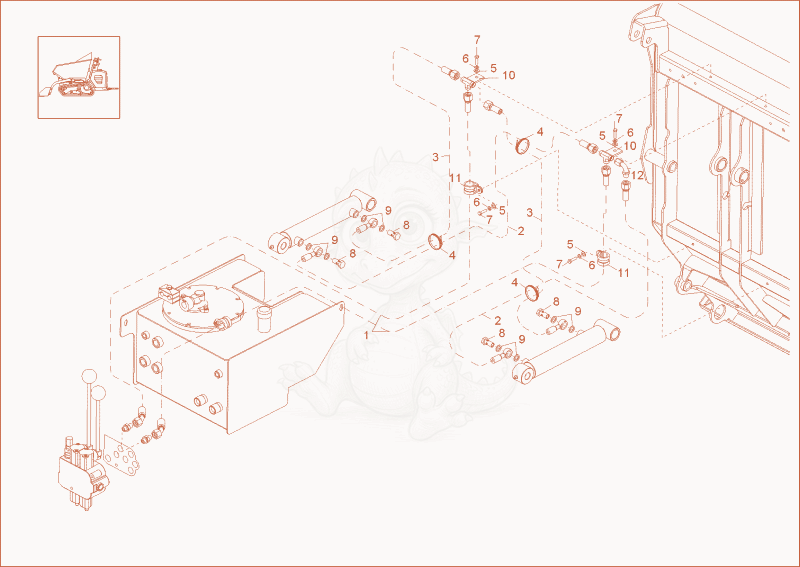 Exploded parts diagram of the CYLINDER OPERATION of a Wacker Neuson DT08PRO, with numbered balloons